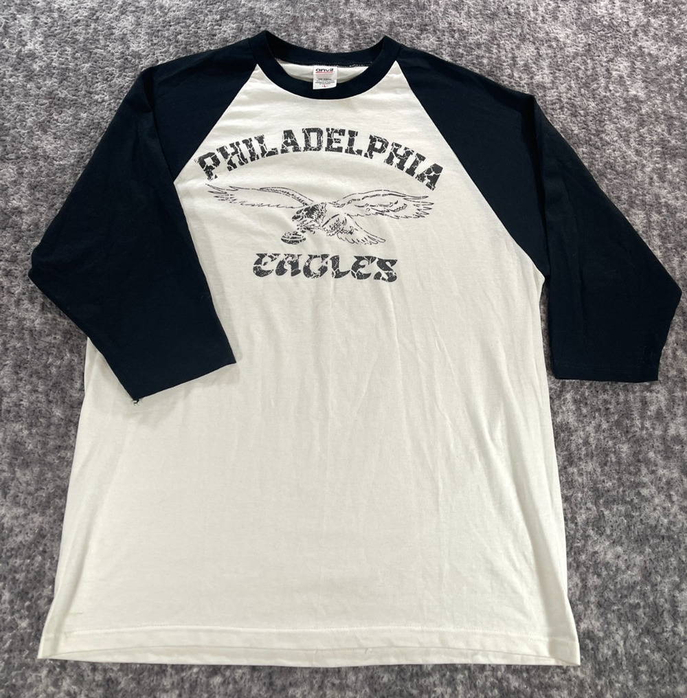 Philadelphia Eagles T Shirt Mens L Weekend Casual Ringer Anvil Raglan